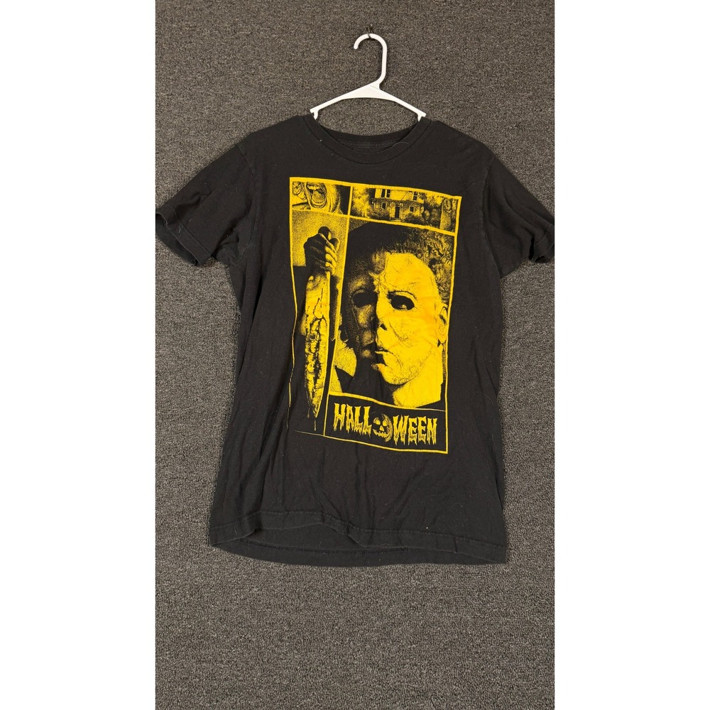 John Carpenter's Halloween Michael Myers Graphic T-Shirt Black Yellow Mens Med
